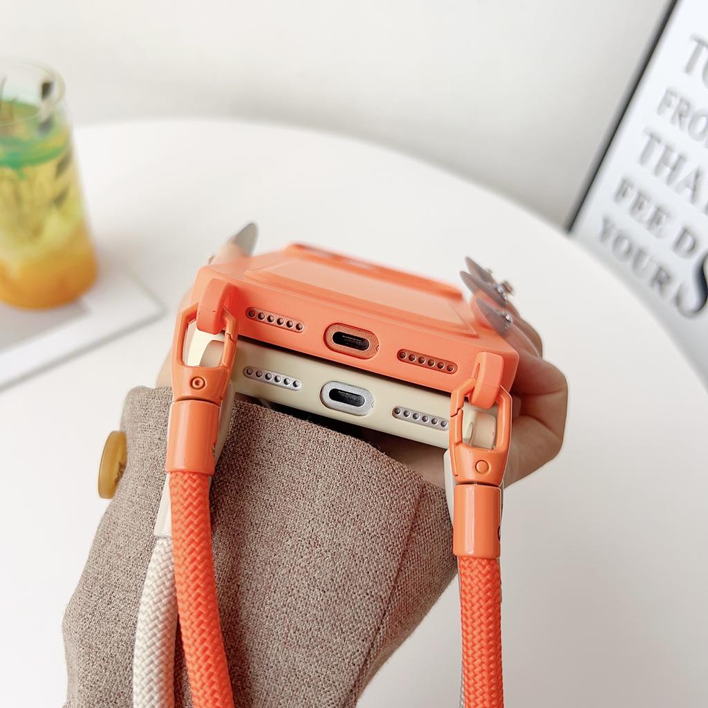 Crossbody Detachable Lanyard Shoulder Strap Cards Solt Phone Case for iPhone 17 Pro Max 16 Plus 15 14 13 12 Soft Silicone Cover