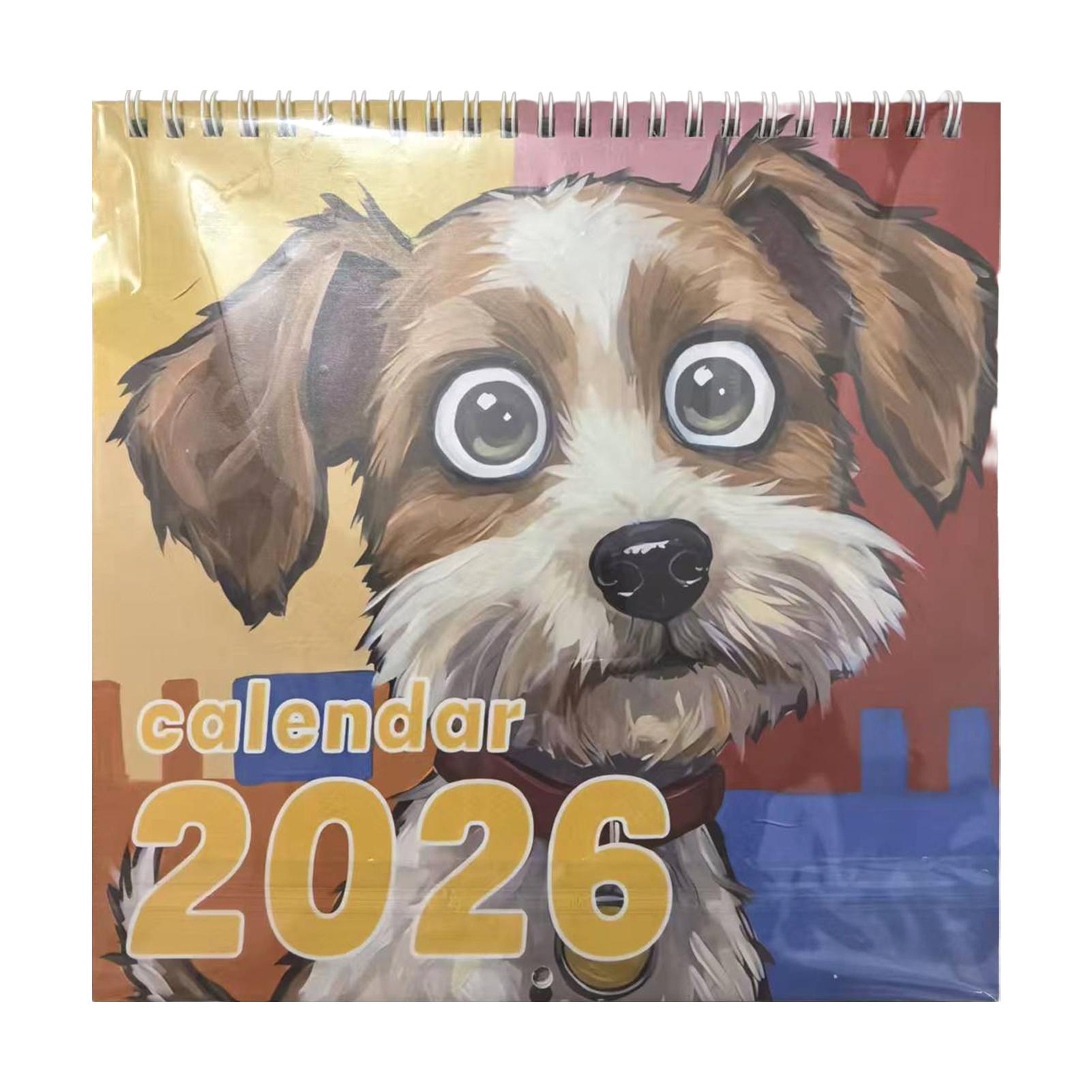 

Милый коричневый пес 2026 календарь домашний декор креативный дизайн щенка настольный перекидной календарь для офиса подарок