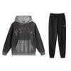 Li Ning Loose Fit Hooded Pullover Long Sleeve Sweatshirt And Mid Waist Elastic Pants Casual Sports Set Unisex Set AWDU097-1+AKLT645-1