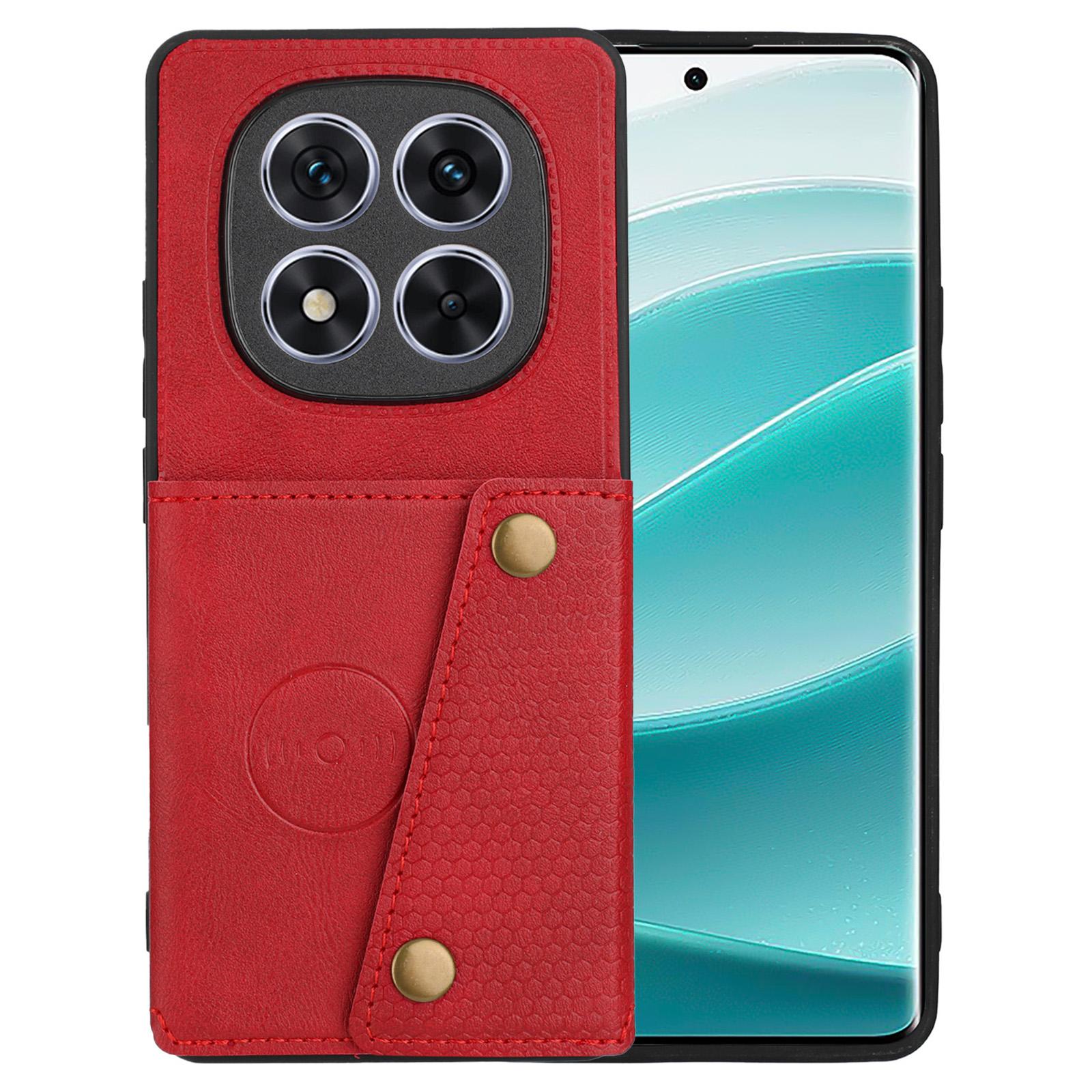

Для Xiaomi Redmi Note 14 Pro 5G/Poco X7 5G Чехол Слоты для карт Подставка Кожа+ТПУ Чехол для телефона Red