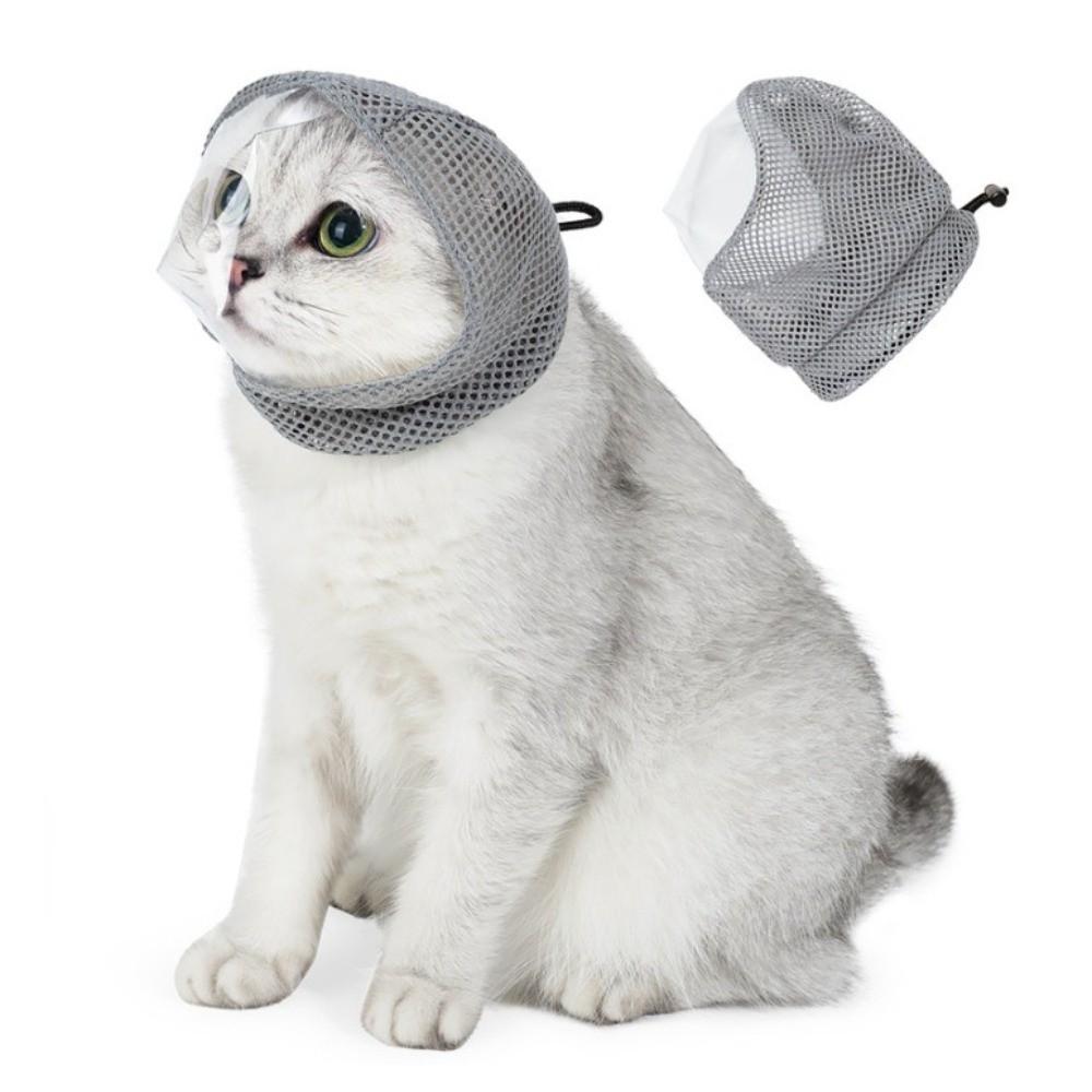 Clear Window Cat Muzzle Breathable Mesh Grooming Muzzle New Anti-Bite Muzzle Grooming Use