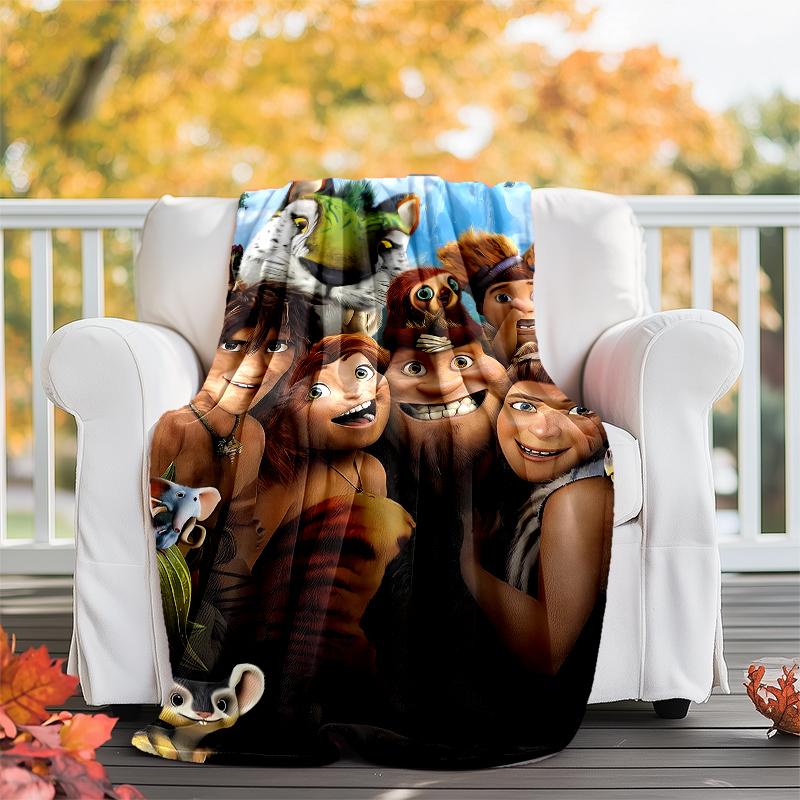 Coperta stampata a tema I Croods - Perfetta per divano, letto, viaggi e uso all'aperto | Lavabile in lavatrice, accogliente e resistente.