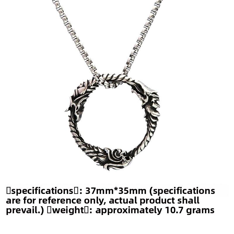 European and American Titanium Steel Necklace Does Not Fade Men's Wolf Head Faucet Connection Stainless Steel Pendant Retro Ring Jewelry