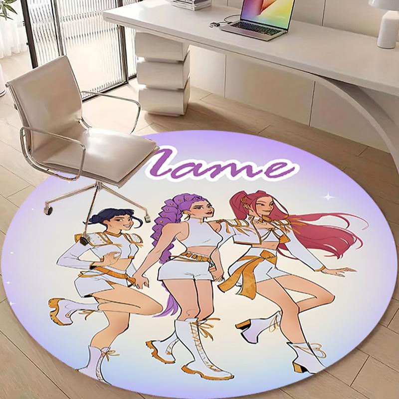 Personalized K-KPop Demon Hunters Round Chair Office Rug - Perfect for Mat, Office Chair & More - Ideal Gift for Birthdays and Holidays