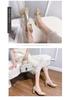 2025 Spring Women's High Heels: Pointed Toe Chunky Heel Slip-On Shoes with Rhinestones, Large Sizes Available