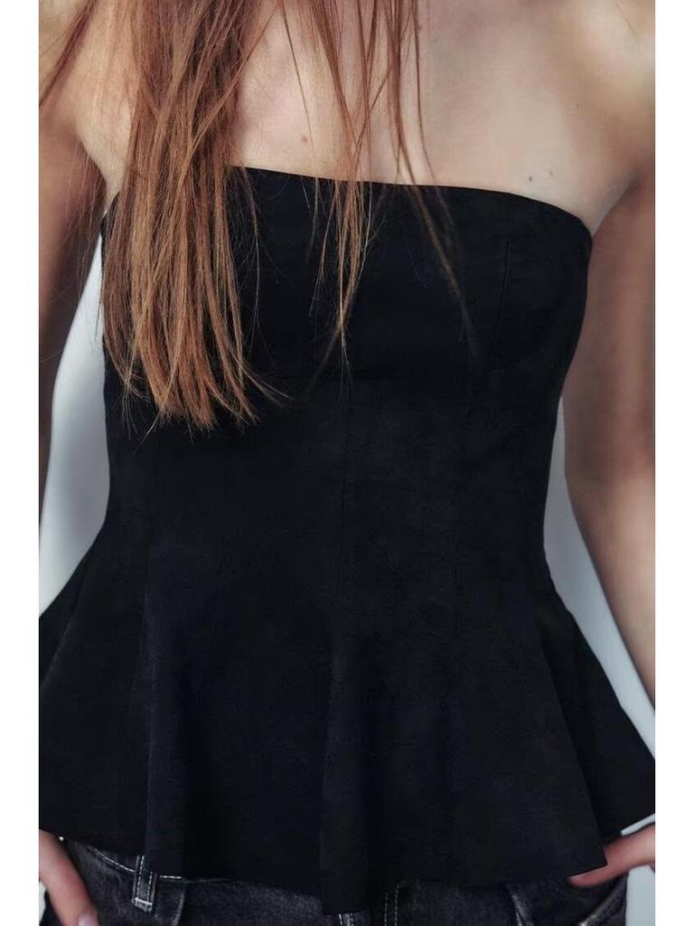 2024 Winter Fashion: Women's Strapless Slim Fit Off-Shoulder Top with Straight Neckline