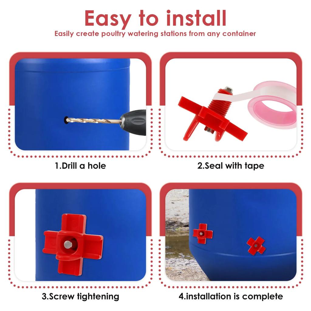 30Pcs Chicken Waterer Nipple Drinkers Poultry Animal Automatic Waters Quail Pigeon Bird Outdoor Farming Tool