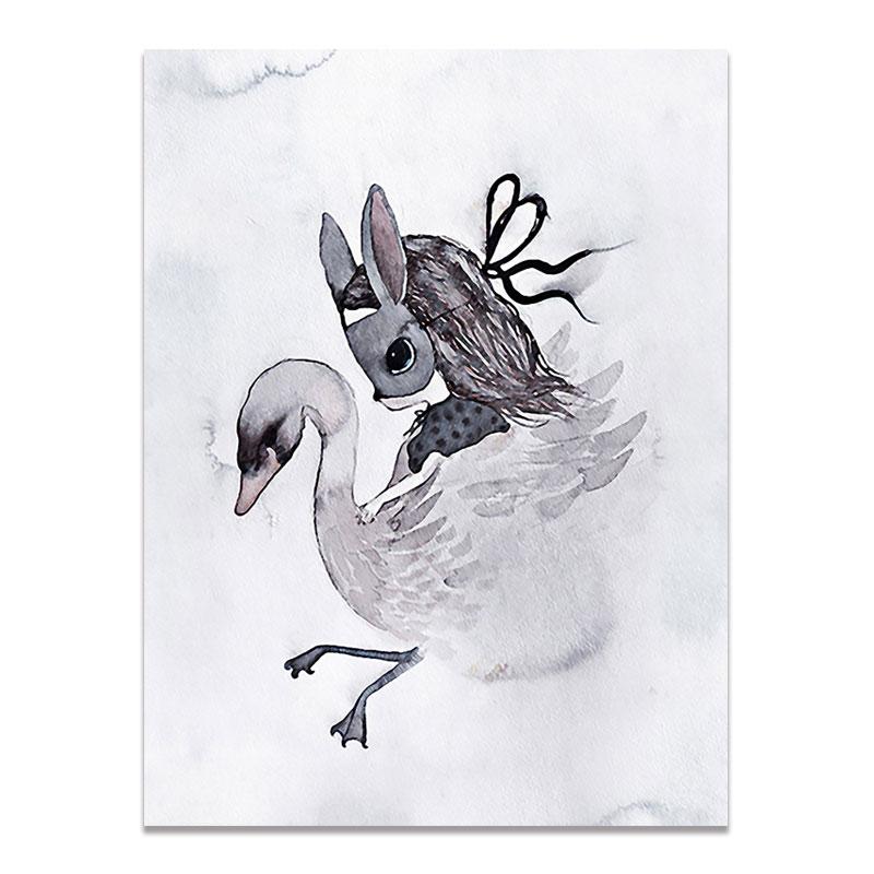 Moderne Nordic Kaninchen Mädchen Engel Wand Kunst Cartoon Leinwand Malerei Spray Farbe Kunst Poster Kinder Baby Kinderzimmer Wandmalereien