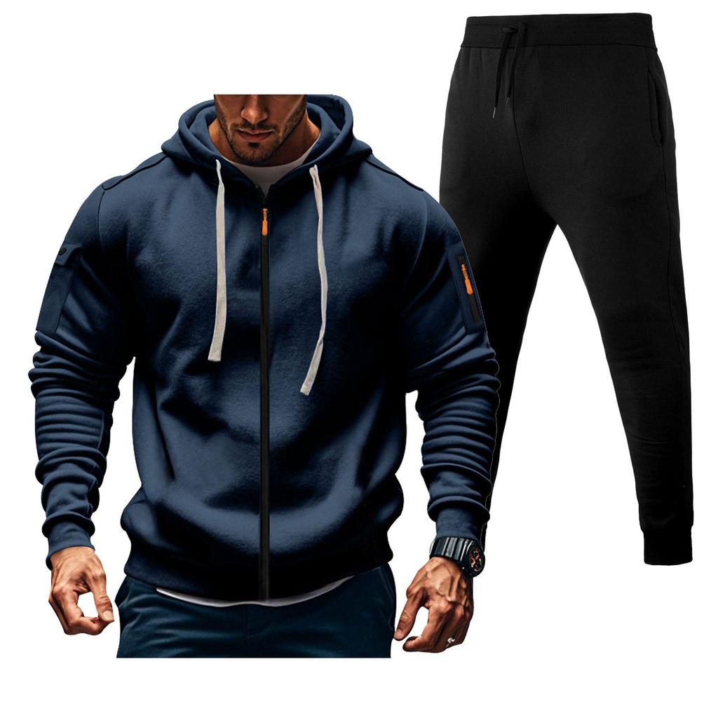 Herren 220g Kapuzenpullover mit Doppelreißverschluss und Jogginghosen-Set - Versand am selben Tag