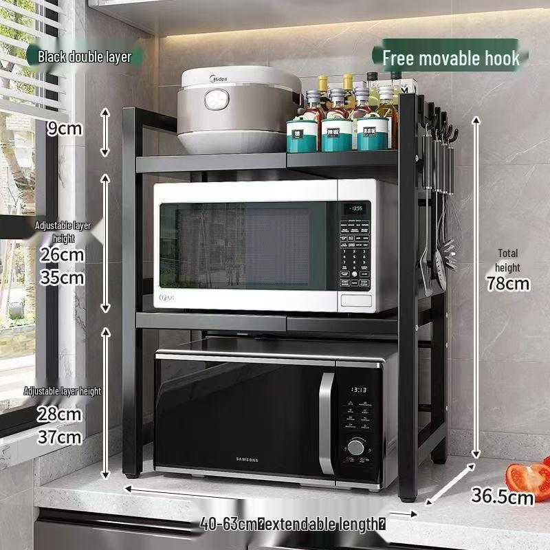 Retractable Kitchen Countertop Shelf for Microwave and Rice Cooker