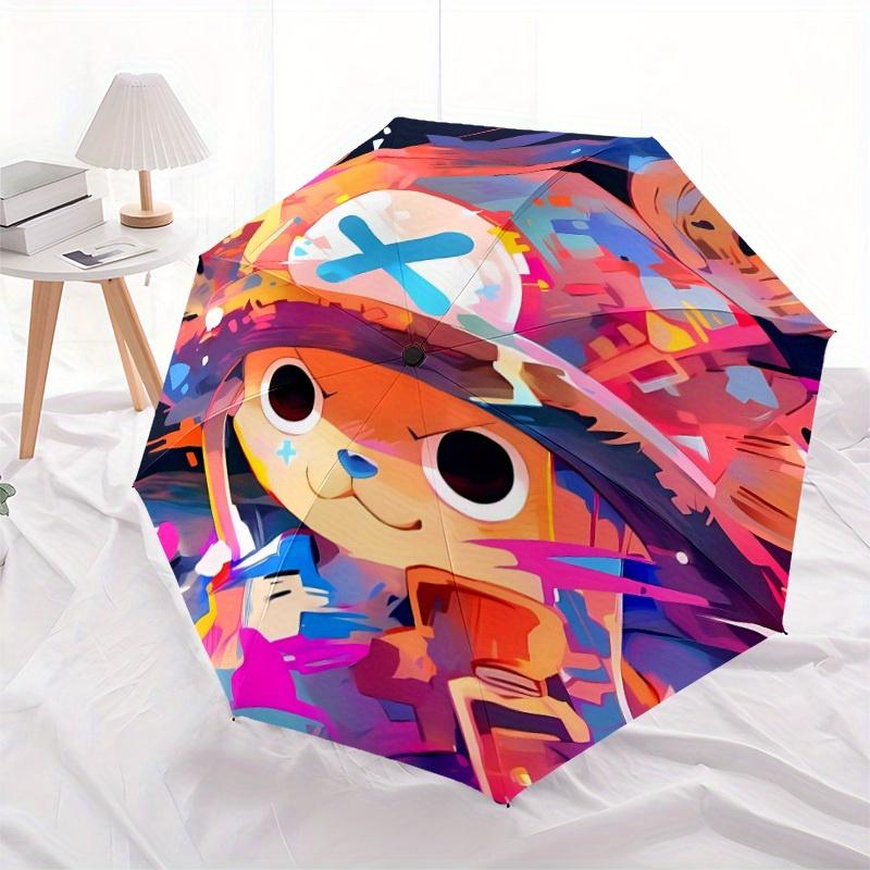 1 pz One Piece Chopper Ombrello Pieghevole Portatile Carino con Apertura/Chiusura Automatica e Struttura a 8 Stecche per Donne/Uomini, Uso Stagione Unica a0901062