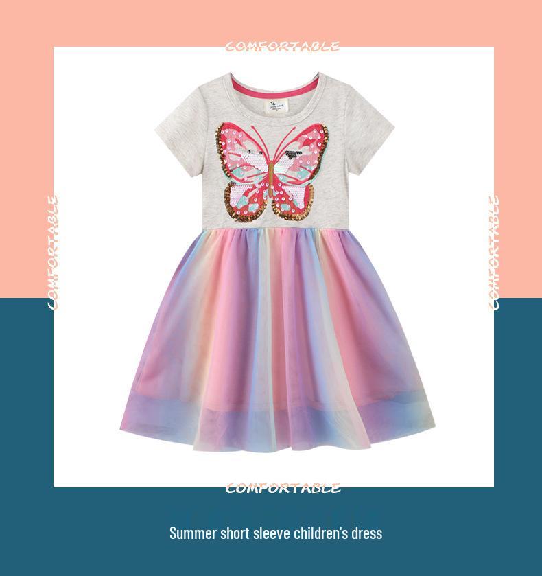 2026 Girls' Summer Sequin Embroidered Princess Dress