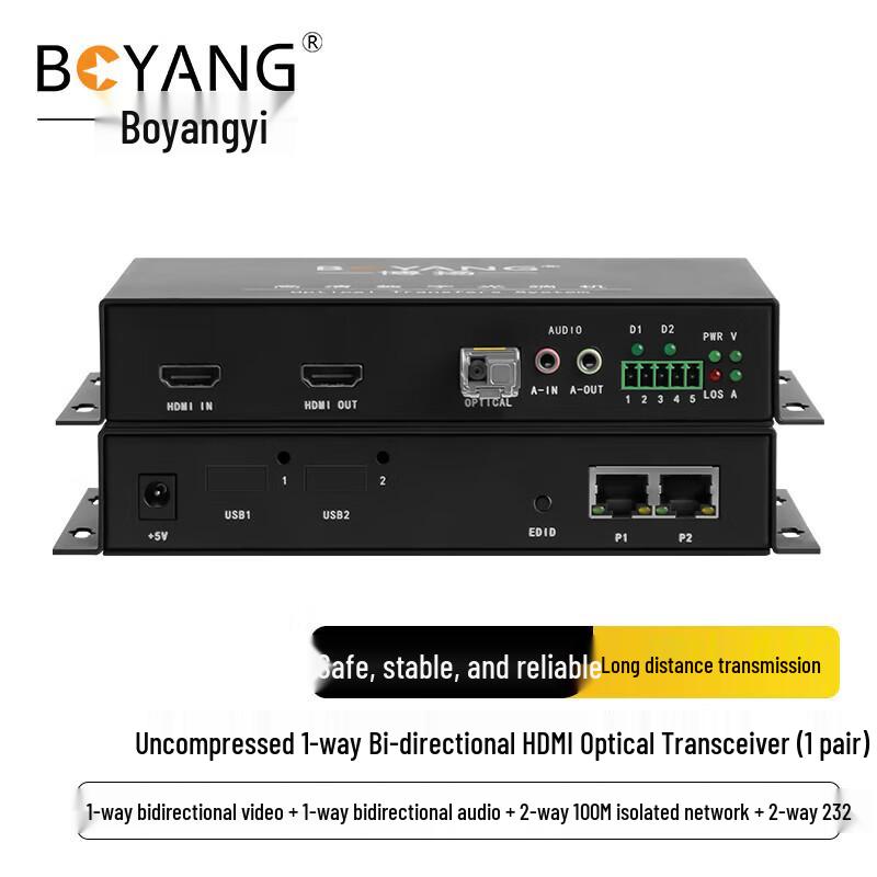 BOYANG 1-Channel Bidirectional HDMI Optical Transceiver