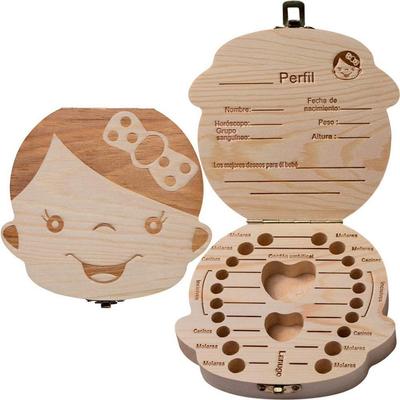 Tooth Box Organizer for Baby Milk Teeth  Wood Storage Box For Kids Girl