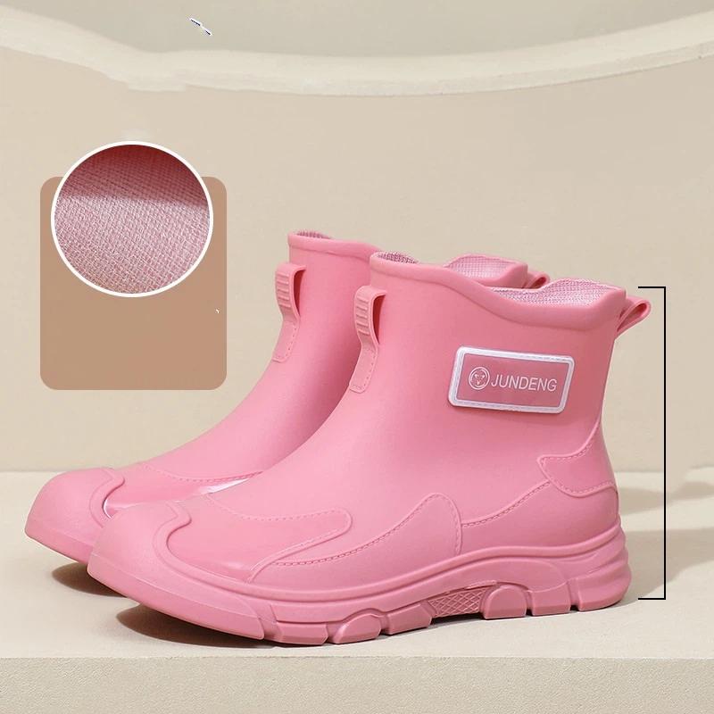 Couple Fashion Trend Outdoor Waterproof Anti Slip Wear Resistant Short Tube Rain Shoes