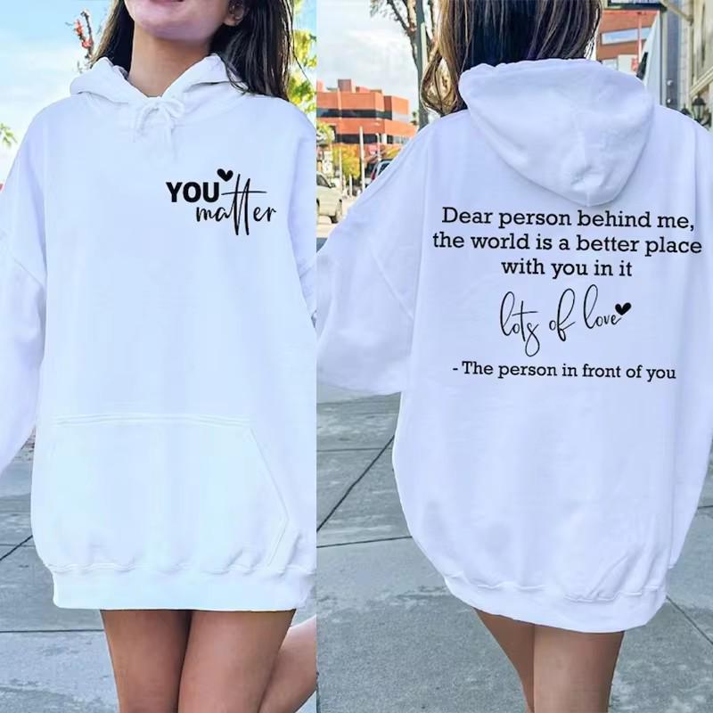 Felpa in peluche unisex tinta unita con stampa slogan - Pullover sportswear autunno/inverno da donna