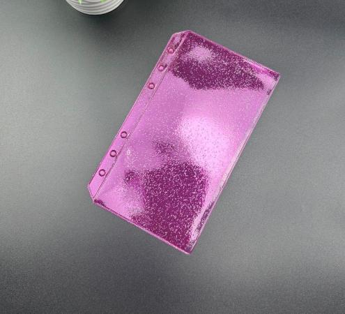 A6 Bunte Flache Glitzer-Ordnerhüllen Ordner Reißverschluss-Mappen Für 6-Ring-Notizbuchordner Wasserdichte PVC Blatt Dokumentenablage Tasche