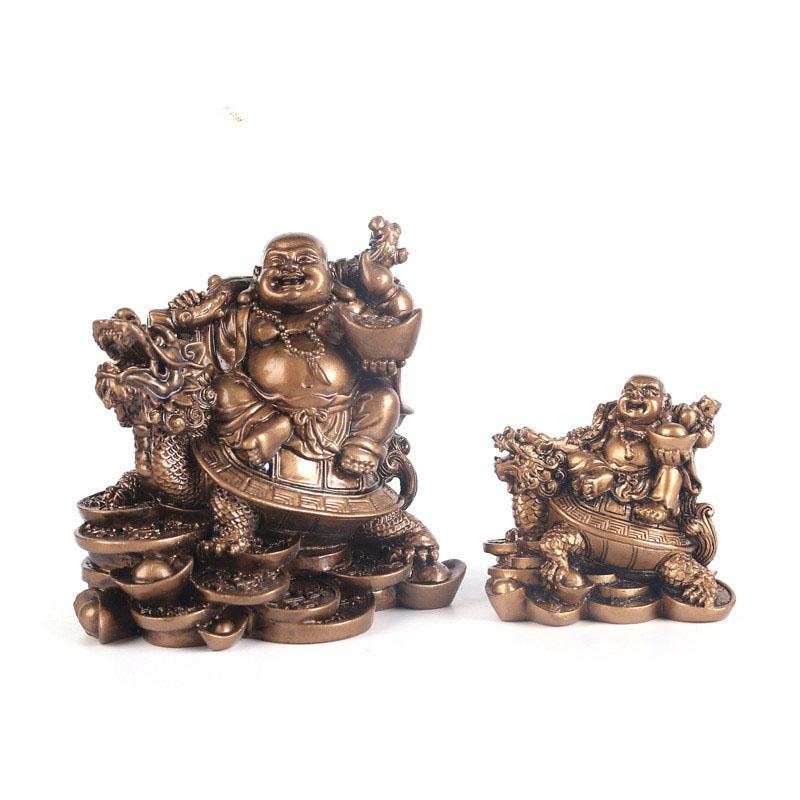 Resin God Beast Dragon Turtle Maitreya Buddha Statue Chinese Characteristic Fortune Decoration Home Office Feng Shui Statue