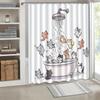 Cute Cat Shower Curtain Cartoon Kitten Bath Scene Fun Animal Art Pet Lover Decor Waterproof Printed Bath Curtain Home Fashion