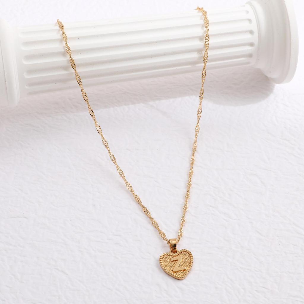 Handmade Love Letter Pendant Necklace - Heart & Water Wave Chain Design