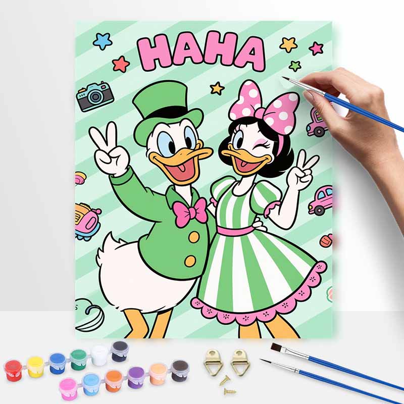 Disney Donald Duck and Daisy Duck oil painting art kit handmade painting diy home decoration 20x30cm