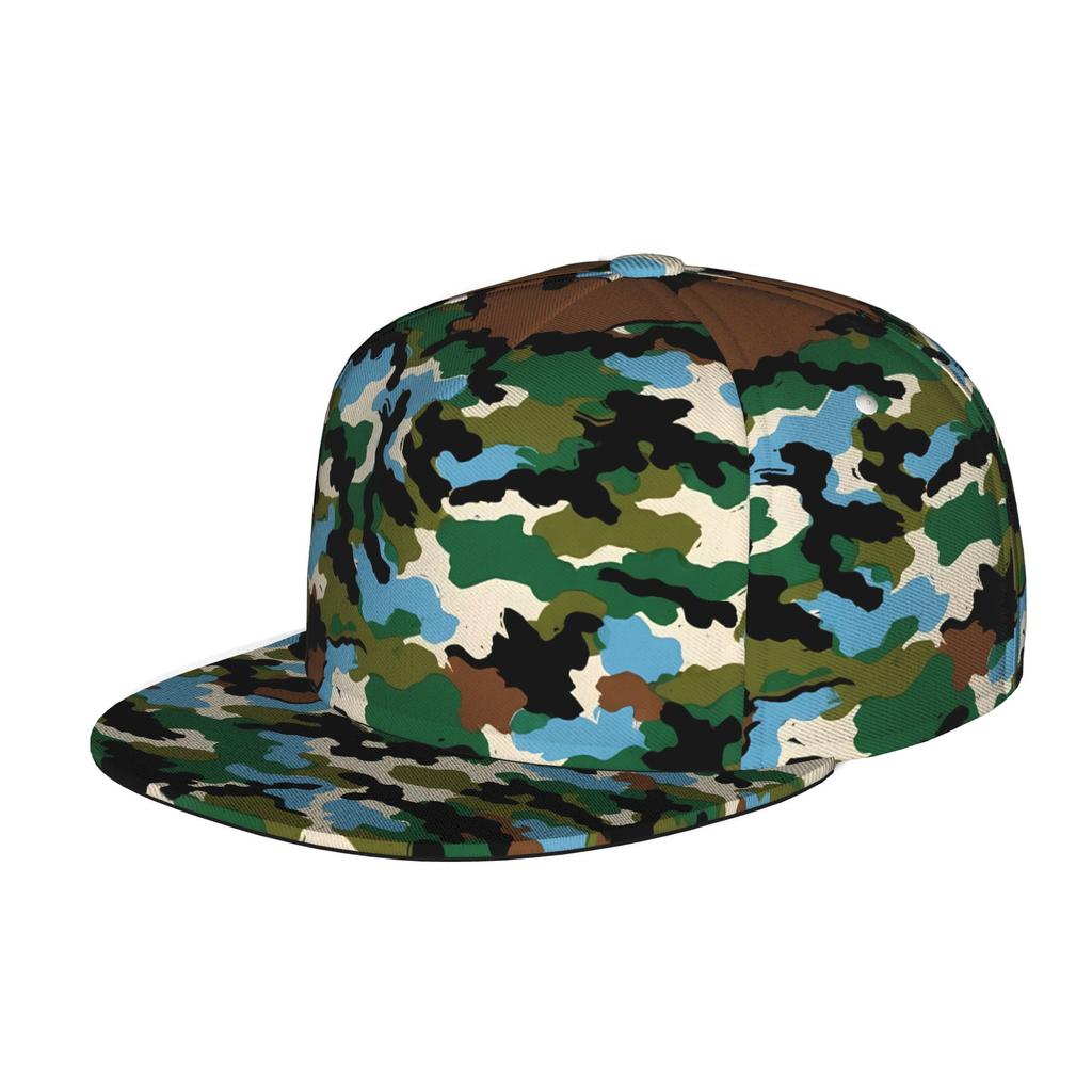 Men & Women' Adjustable Snapback Trucker Hat - Soft Flat Brim Baseball Cap With Positionable Improved Camouflage Print Pattern