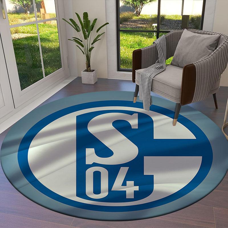 FC Schalke 04 Round Area Rug,Carpet Rug for Living Room Bedroom Sofa Playroom Decor,Non-slip Floor Mat