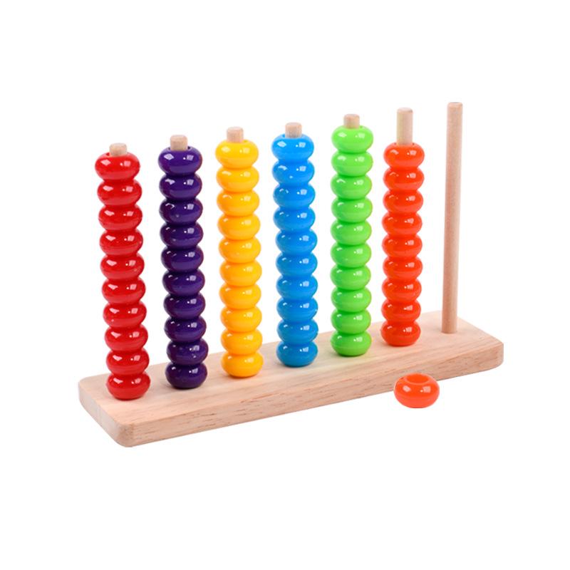 CE Certified Wooden Colorful String Beads Sorting Toy for Early Education