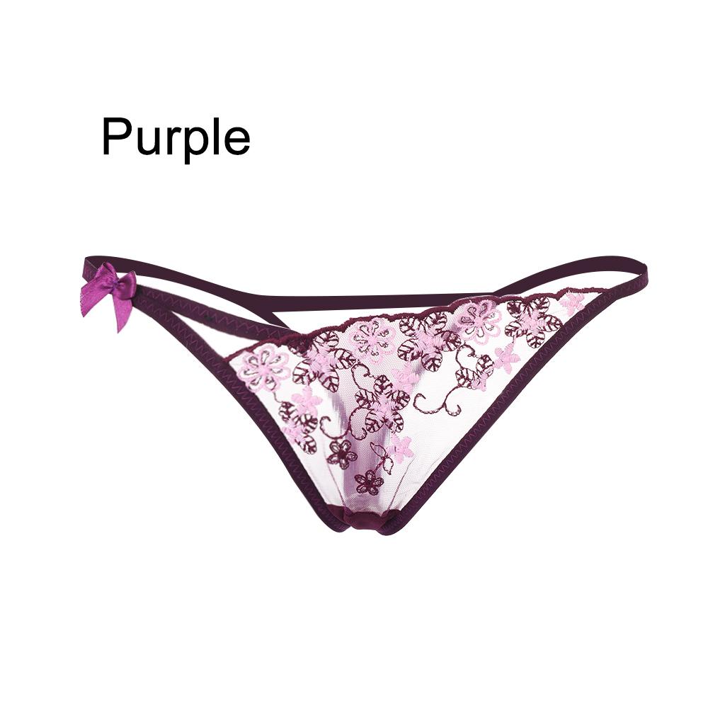 1PC Lady Erotic Lingerie Sexy Lace Flowers Panties Low Waist G-string Transparent T-back Briefs Women Charming Thongs Underwear
