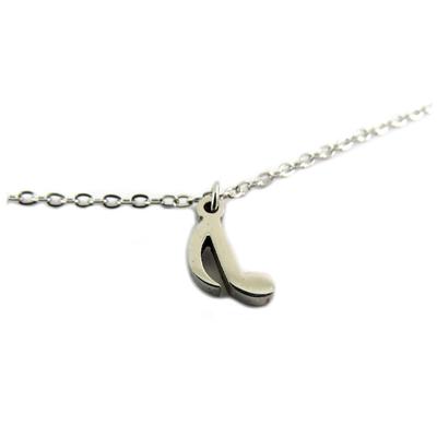 [P8051] - Silver-plated 'Musical Notes' Steel Necklace (eighth Note) - 8x5 Mm