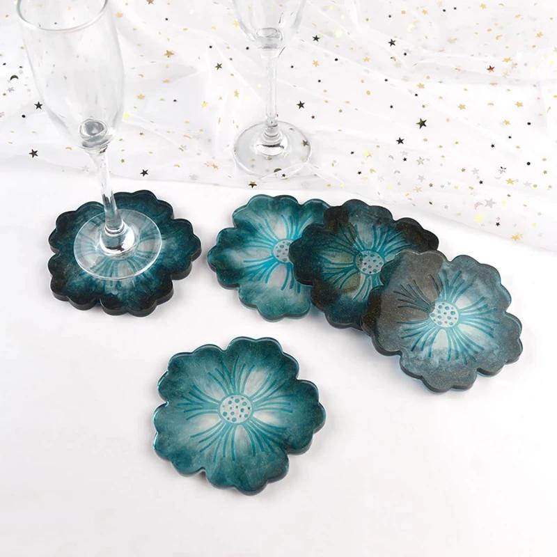 2026 Latest Models DIY Flower Shape Coaster Silicone Mold for Epoxy Resin DIY Handmade Craft Fruit Dish Molds Clay Plaster Mould