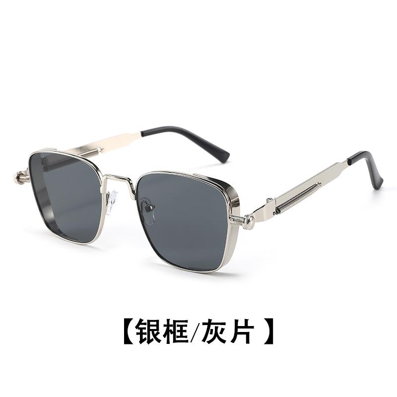 Retro Steampunk Sunglasses Men Metal Frames Spring  Punk Glasses UV400 Fashion Street Eyewear