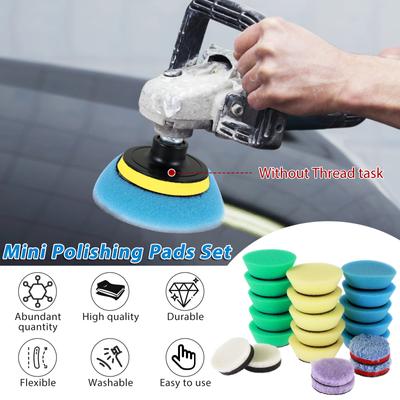 21/44Pcs Mini Car Polishing Pads 1/2/3inch Washable Polishing Sponge Pads Wool Microfiber/Sponge Polishing Pad for Car Furniture