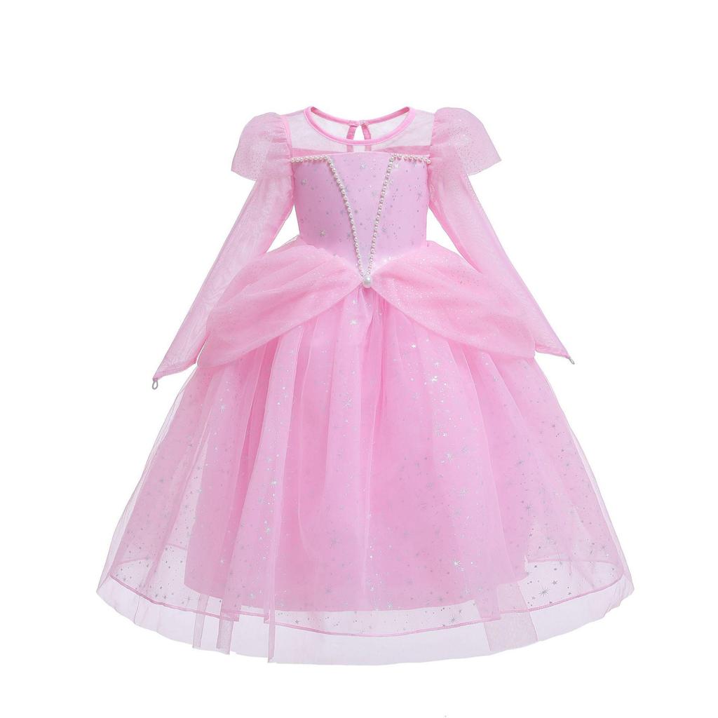 Girls' Puff Sleeve Mesh Princess Dress – Fashionable Summer Style
