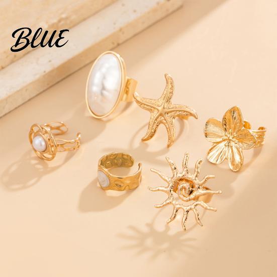 Layered Ring Set 6Pcs/Set Finger Set Ocean Style Adjustable