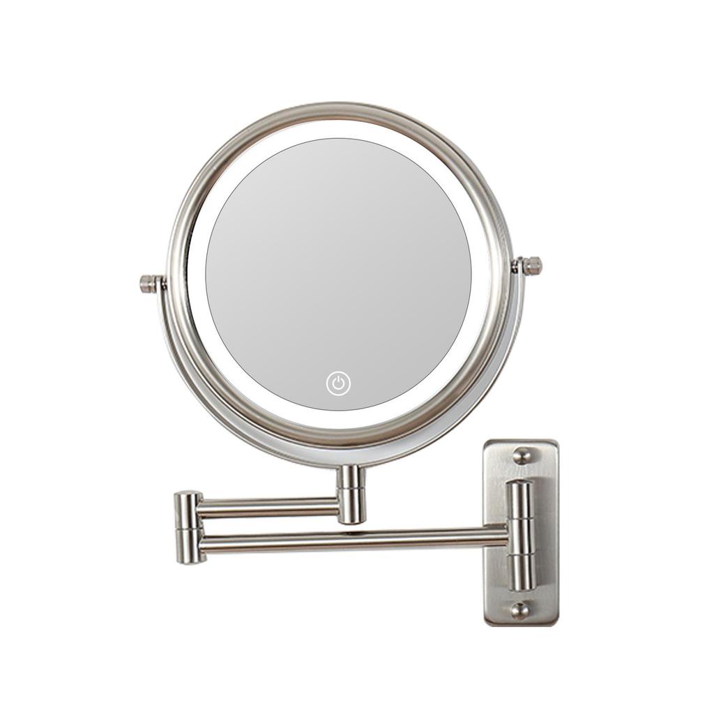 Wall-Mounted Double-Sided Telescopic LED Makeup Mirror
