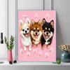 Pink Bichon Frise Pattern  3pcs 100% Round Full Drill 5D DIY Diamond Painting Embroidery Cross Stitch Rhinestone Décor