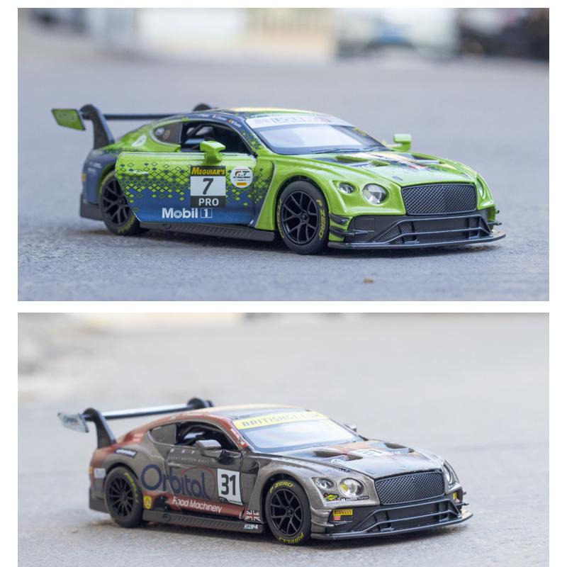 Model auta Bentley Continental GT3 v měřítku 1/32, stahovací autíčko se zvukem a světlem pro děti Batole Kluci Dívčí Dárková kolekce