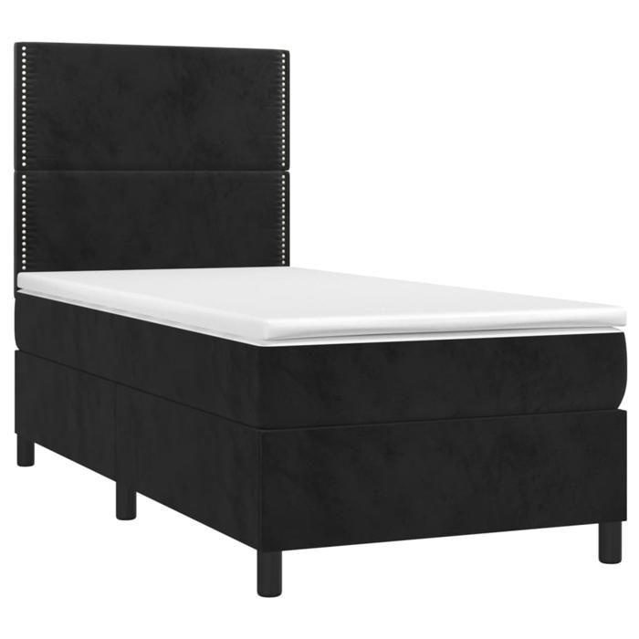 Cadre de lit avec matelas - Maison Exclusive - Noir - 90x190 cm - Velours - Tête de lit réglable