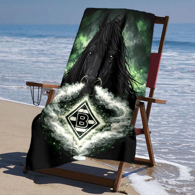 Beweis Strandtuch mit Borussia Mönchengladbach Logo Muster - weich, saugfähig, schnelltrocknend, maschinenwaschbar - perfekt zum Schwimmen, Camping, Baden