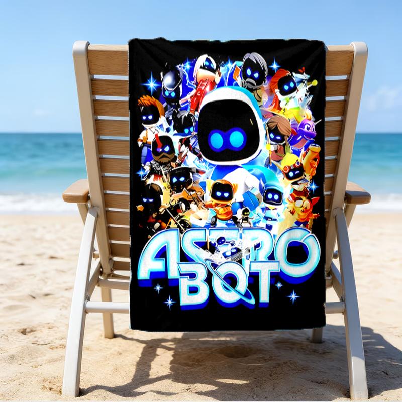 proof beach towel with a Astro Bot4 pattern - soft,absorbent,quick-drying,machine washable - perfect for swimming,camping,bathing