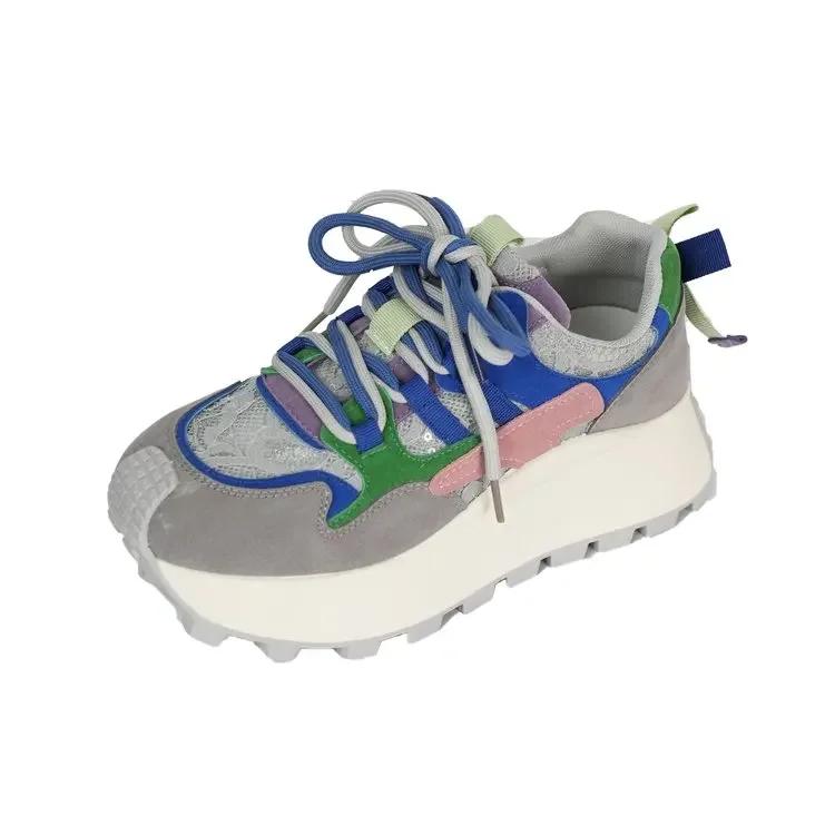 Moda Nova Mulher Tênis Moda Versátil Tênis Feminino Tênis de Malha Respirável Plataforma Confortável Tênis Casuais