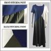 European and American Geometric Patchwork Color Block Irregular Short Sleeve Casual Dress