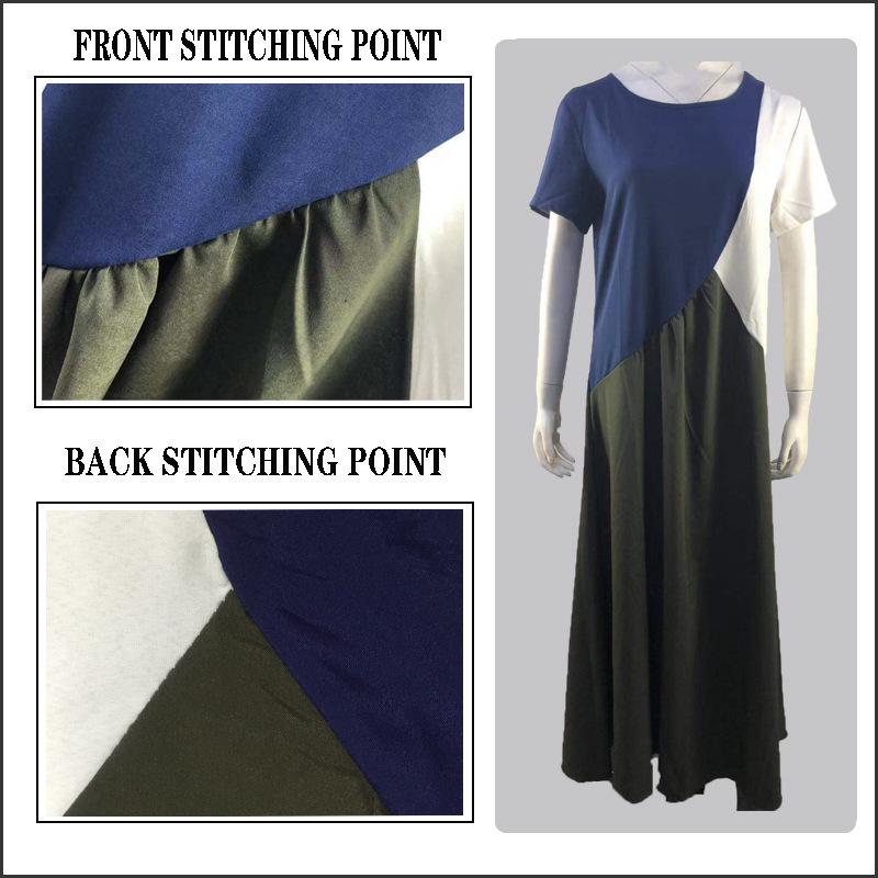 European and American Geometric Patchwork Color Block Irregular Short Sleeve Casual Dress