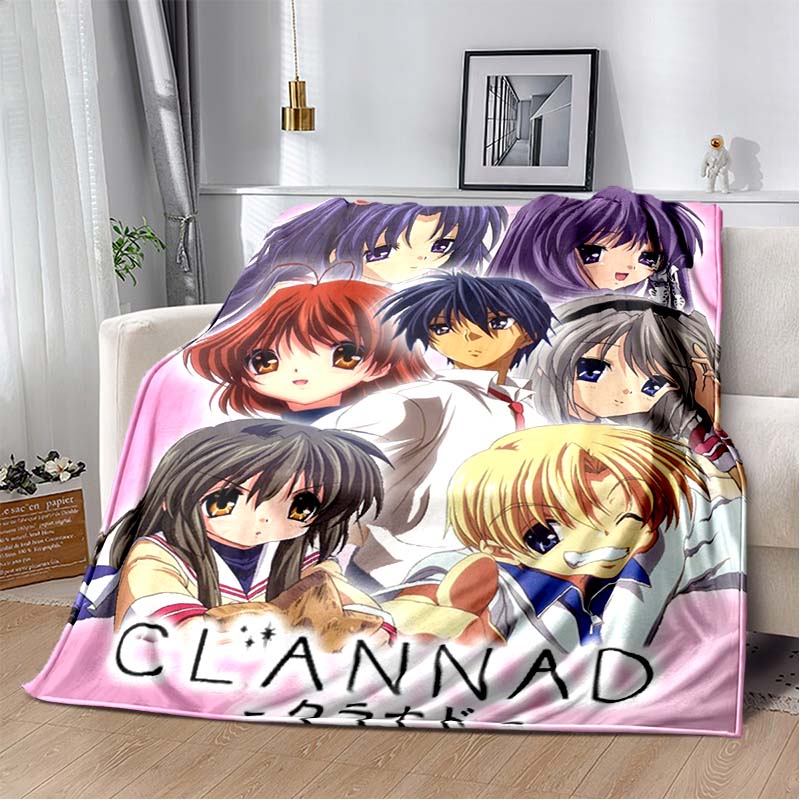 Clannad Anime Girl Character Flannel Throw Blanket, Soft Warm Blanket for Sofa Bed Home Decor
