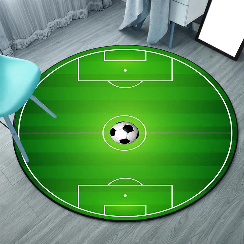 

Football Field Round Bedroom Carpet Cute Cartoon Floor Chair Mat Rocking Chair Mat Resistant Bedside Blanket Mat Home Decoration 40x40cm