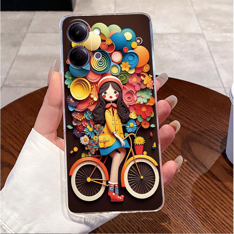 For Vivo Y11 5G V2575 Case Vivo Y21 5G V2553 Phone Case Clear Luxury Cute Love Heart Rabbit Funny TPU Soft Silicone Back Cover