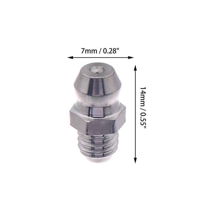 10Pcs 201 Stainless Steel M6 Thread Straight Hydraulic Grease Fitting Grease Nozzle Connection Grease Nipples For Bearing