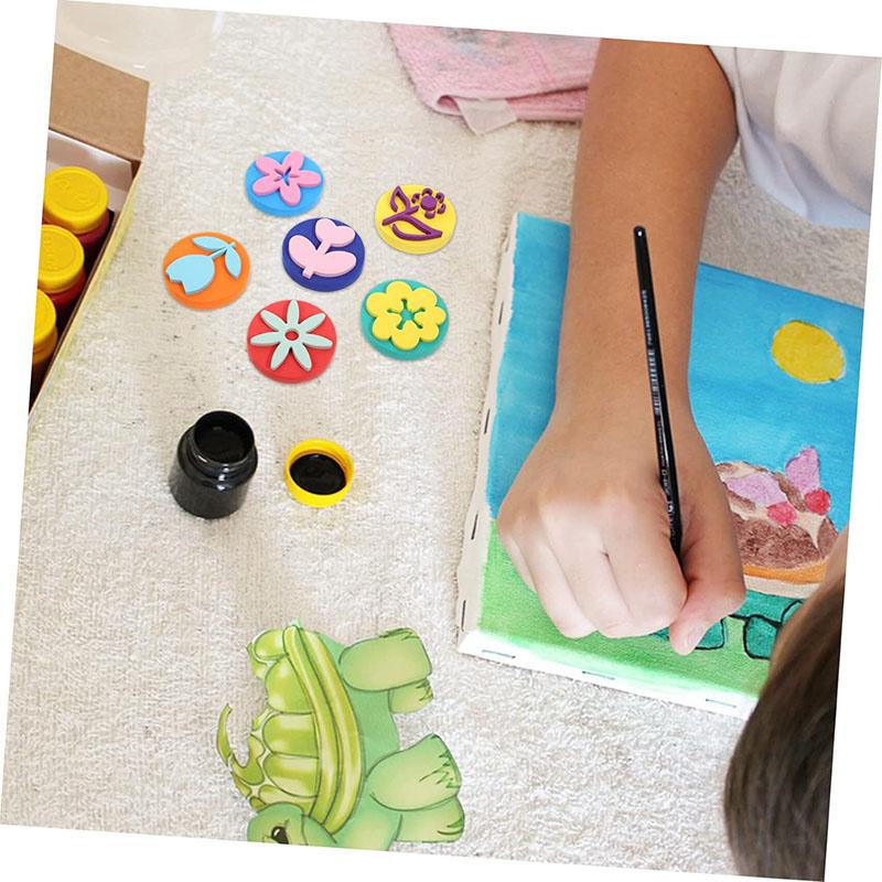 6 st/påse Skumstämplar för Målning Söta Djur Leende Ansikte Målar svampstämplar Konst Hantverk Ritverktyg Barn Leksaker för Tidig Utbildning