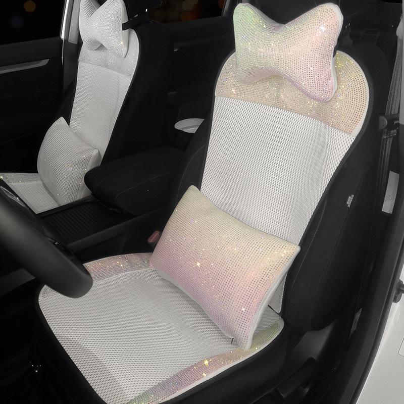 Fashion Classic Car Seat Cover Full Set Bling Diamond Interior Accessories Women Cushion Breathable Universal for All